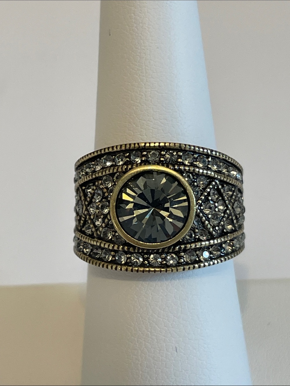 Heidi Daus Vintage Art Deco Smoky Grey Cocktail Ring